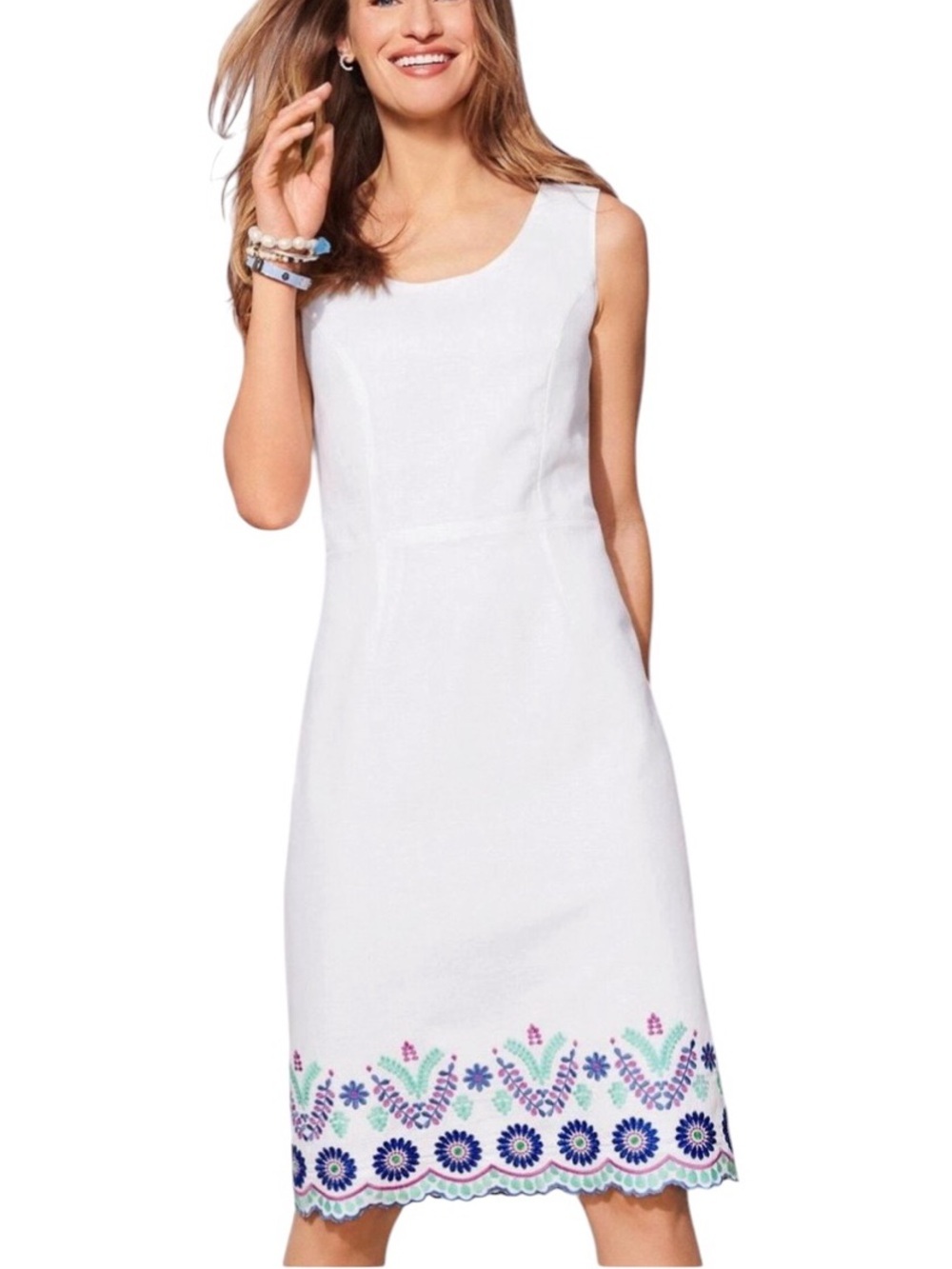 Talbots New Floral Embroidery Line  Shift Dress 16 Preppy Coastal Closet Staple